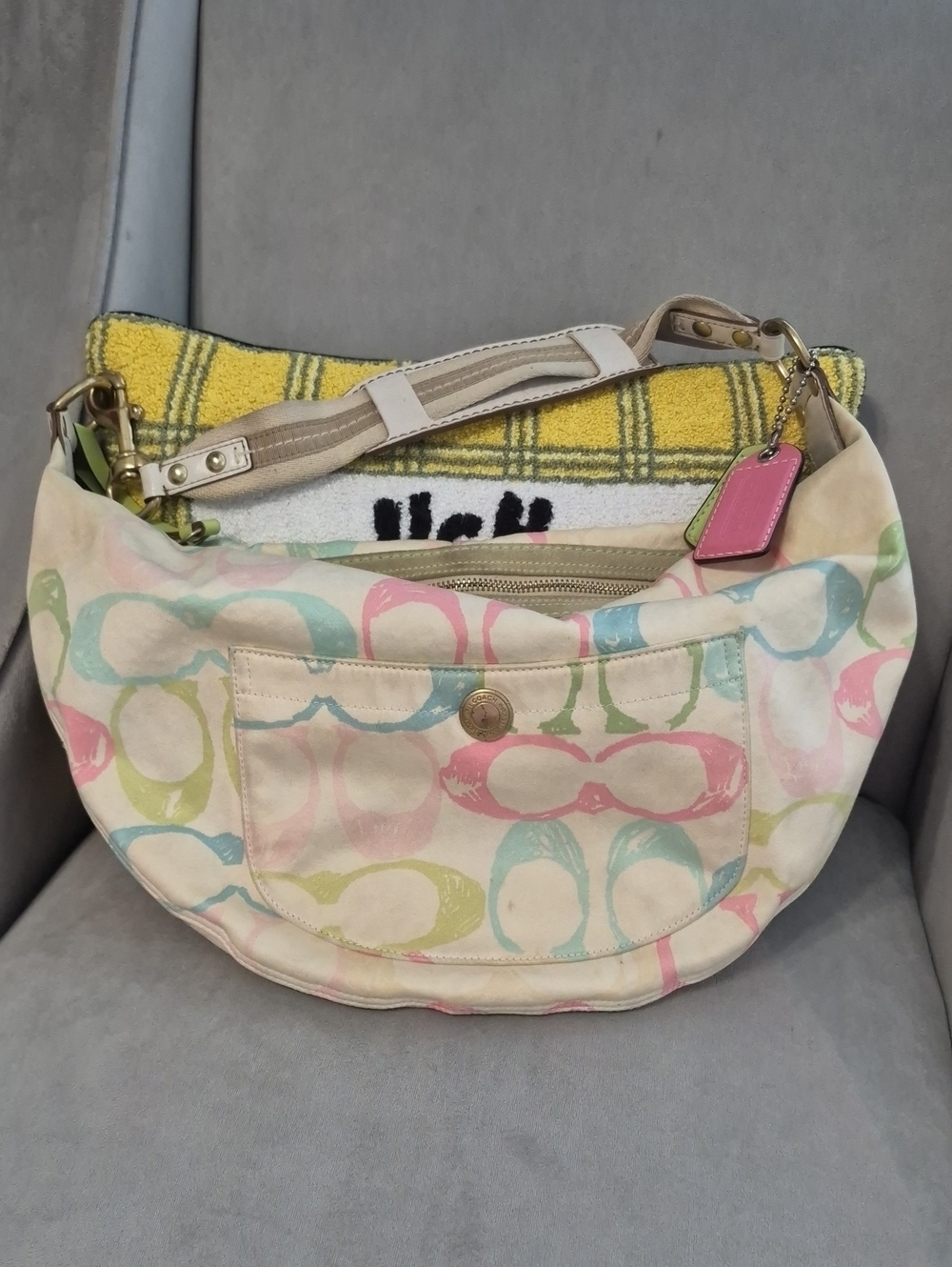 COACH Vintage Y2K Multi-Color Pastel Print Hobo Bag
